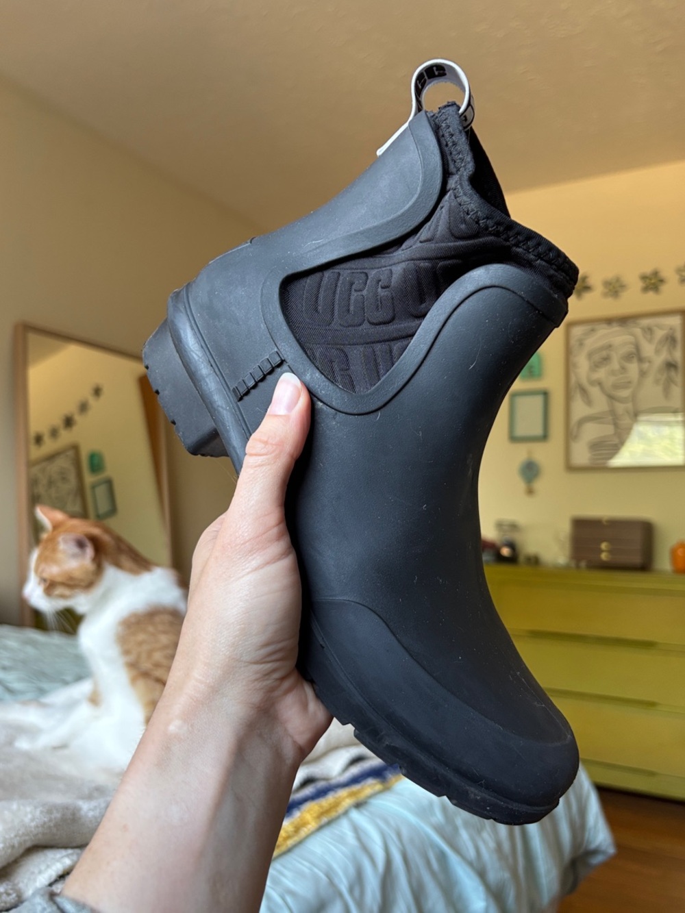 UGG Black Matte Chelsea Rain Ankle Boots